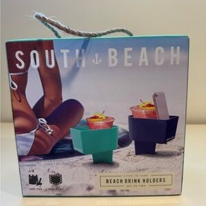 Beach Drink Holders - Set of Two, Teal and Navy
